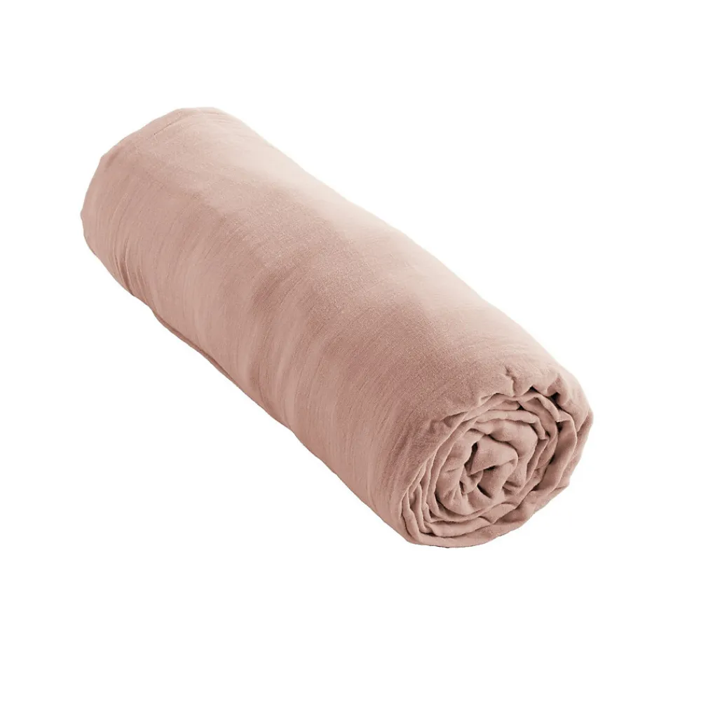 Drap housse 140x190 cm en Gaze de coton Guimauve>Housse De Rêve Sale