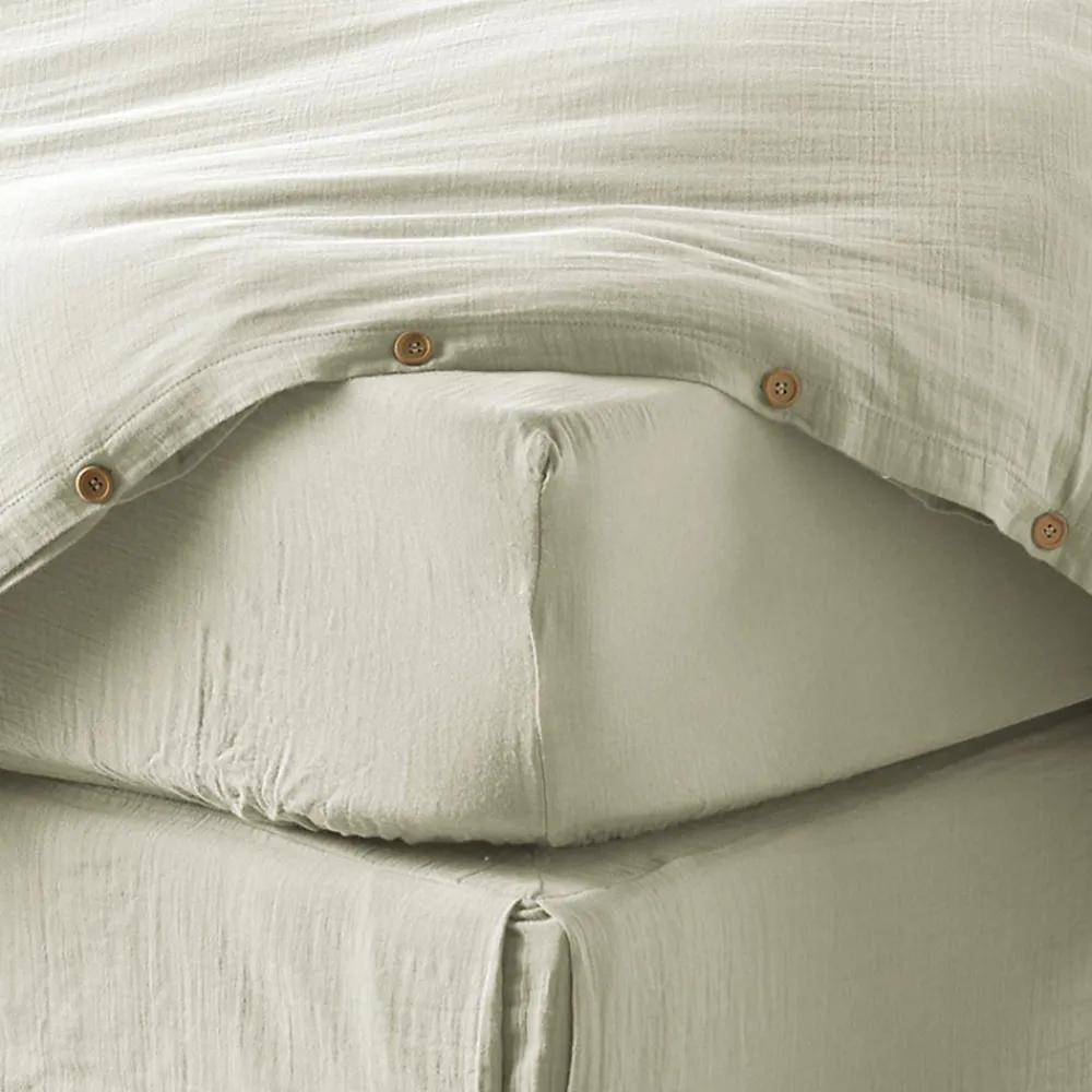 Drap housse 160x200 cm en Gaze de coton Vert d'eau>Housse De Rêve Clearance
