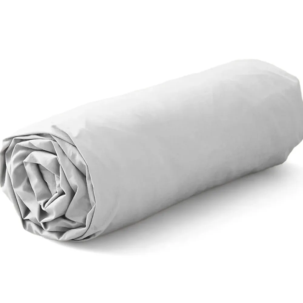 Linnea Drap housse 140x200 cm en percale lavée coton PERKAL blanc Saline bonnet 30 cm* Drap Housse|Drap Housse
