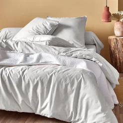Linnea Drap housse 140x200 cm en percale lavée coton PERKAL blanc Saline bonnet 30 cm* Drap Housse|Drap Housse