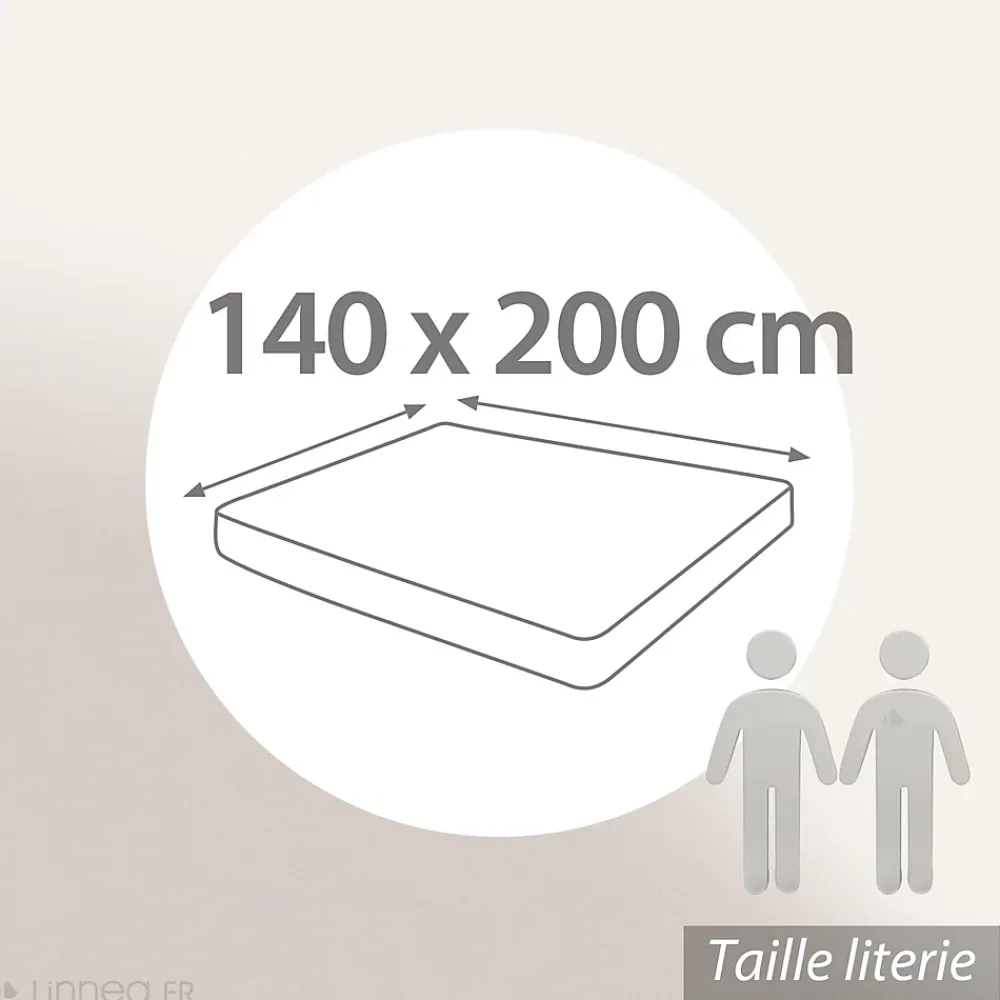 Linnea Drap housse 140x200 cm en percale lavée coton PERKAL blanc Saline bonnet 30 cm* Drap Housse|Drap Housse