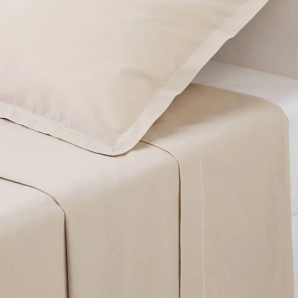 Atmosphera Créateur D'Intérieur Drap plat - percale - beige lin - 180x290 cm - Atmosphera* Drap Plat