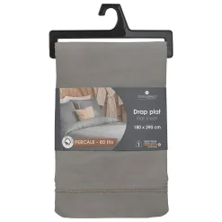Atmosphera Créateur D'Intérieur Drap plat - percale - gris - 180x290 cm - Atmosphera* Drap Plat