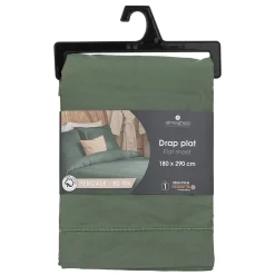 Atmosphera Créateur D'Intérieur Drap plat - percale - vert - 180x290 cm - Atmosphera* Drap Plat