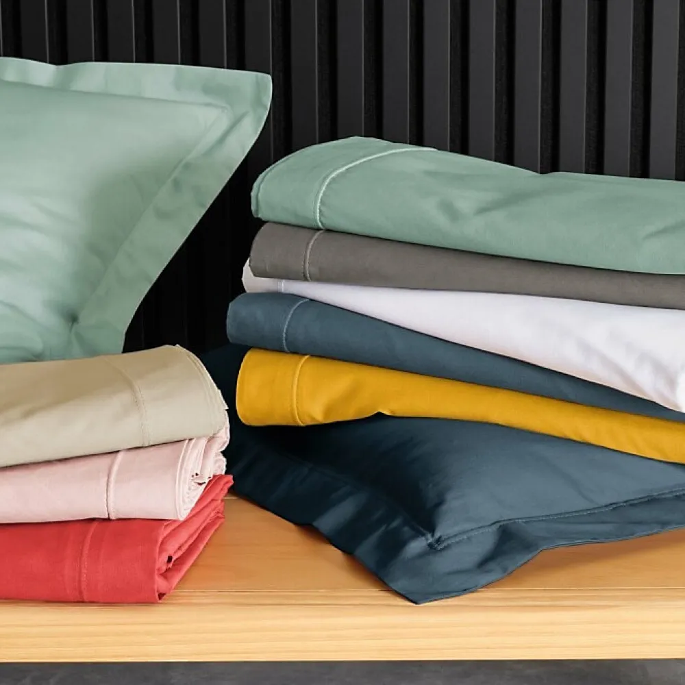 Drap plat 2 personnes 240 x 300 cm Percale de coton 78 fils Coloris Bleu nuit>Douceur D'Intérieur New