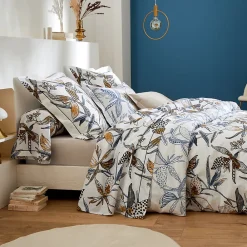 Drap plat aux fleurs exubérantes (280x310 cm - Blanc)><noscript><img width=
