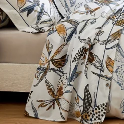 Tradilinge Drap plat aux fleurs exubérantes (180x290 cm - Blanc)* Drap Plat