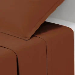 Drap plat Carina en coton 180x290cm rose terracotta - Atmosphera>Atmosphera Créateur D'Intérieur