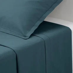Atmosphera Créateur D'Intérieur Drap plat Carina en coton 240x290cm bleu orage - Atmosphera* Drap Plat