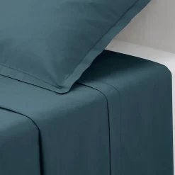 Atmosphera Créateur D'Intérieur Drap plat Carina en coton 240x290cm bleu orage - Atmosphera* Drap Plat