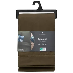 Atmosphera Créateur D'Intérieur Drap plat Carina en coton 180x290cm vert kaki - Atmosphera* Drap Plat