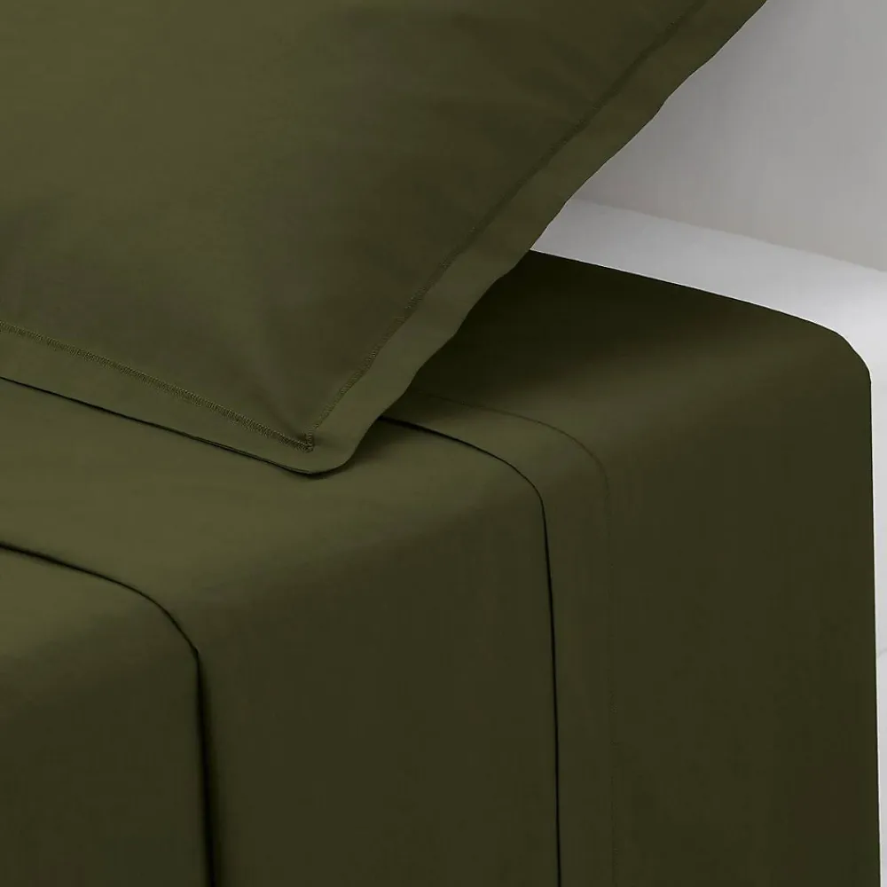 Atmosphera Créateur D'Intérieur Drap plat Carina en coton 240x290cm vert kaki - Atmosphera* Drap Plat