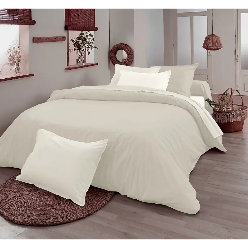Tradilinge Drap plat en 100% coton biologique (280x300 cm - Sable)* Drap Plat