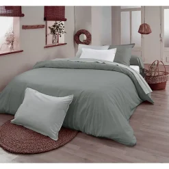 Tradilinge Drap plat en 100% coton biologique (280x300 cm - Marron Clair)* Drap Plat