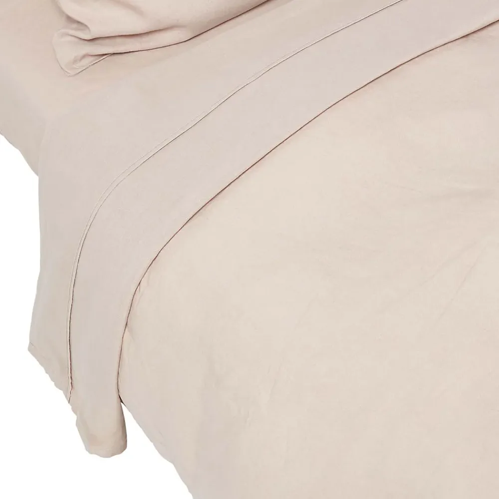 Homescapes Drap plat en lin lavé beige, 180x290 cm -* Drap Plat