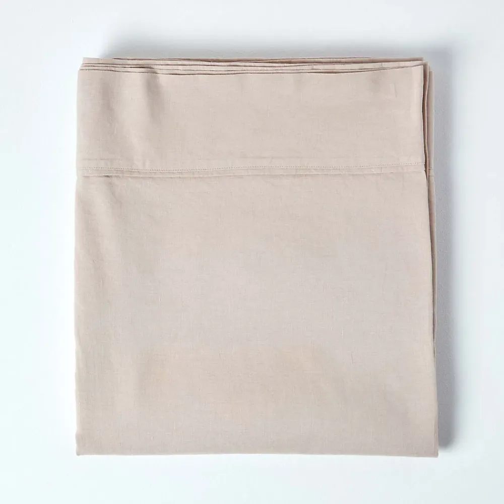 Homescapes Drap plat en lin lavé beige, 180x290 cm -* Drap Plat