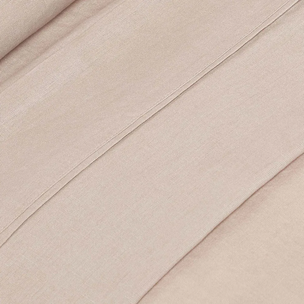 Drap plat en lin lavé beige, 230x255 cm ->Homescapes Clearance