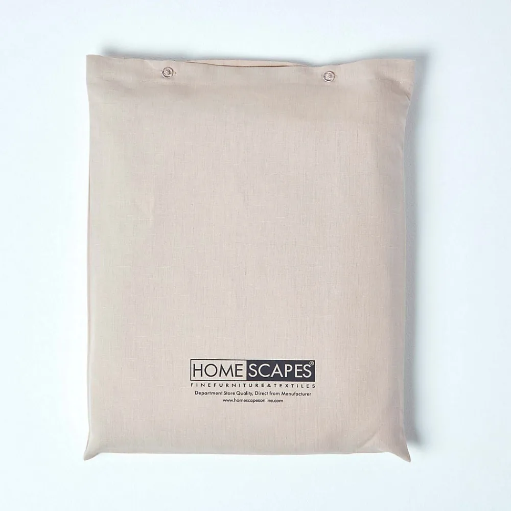 Drap plat en lin lavé beige, 230x255 cm ->Homescapes Clearance