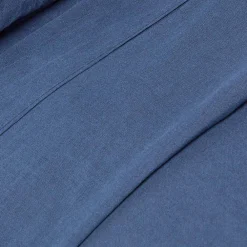 Drap plat en lin lavé bleu marine, 230x255 cm -><noscript><img width=