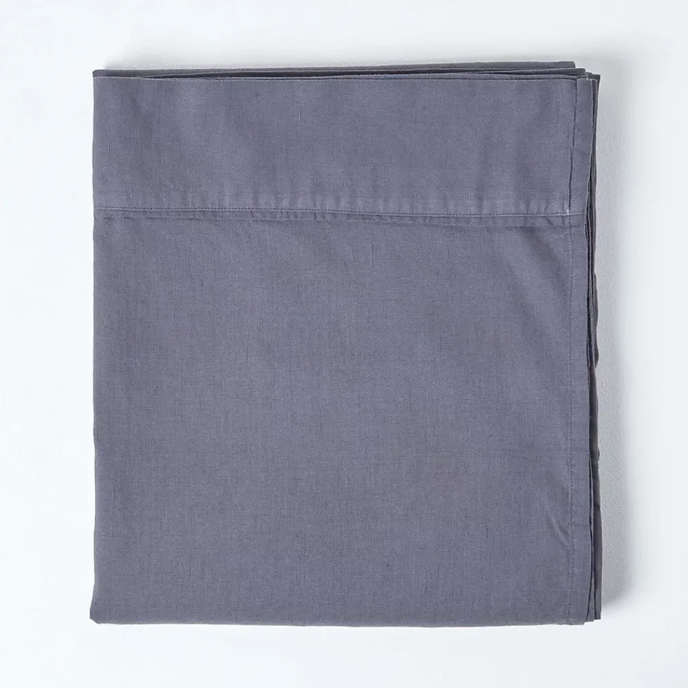 Homescapes Drap plat en lin lavé gris, 178x255 cm -* Drap Plat