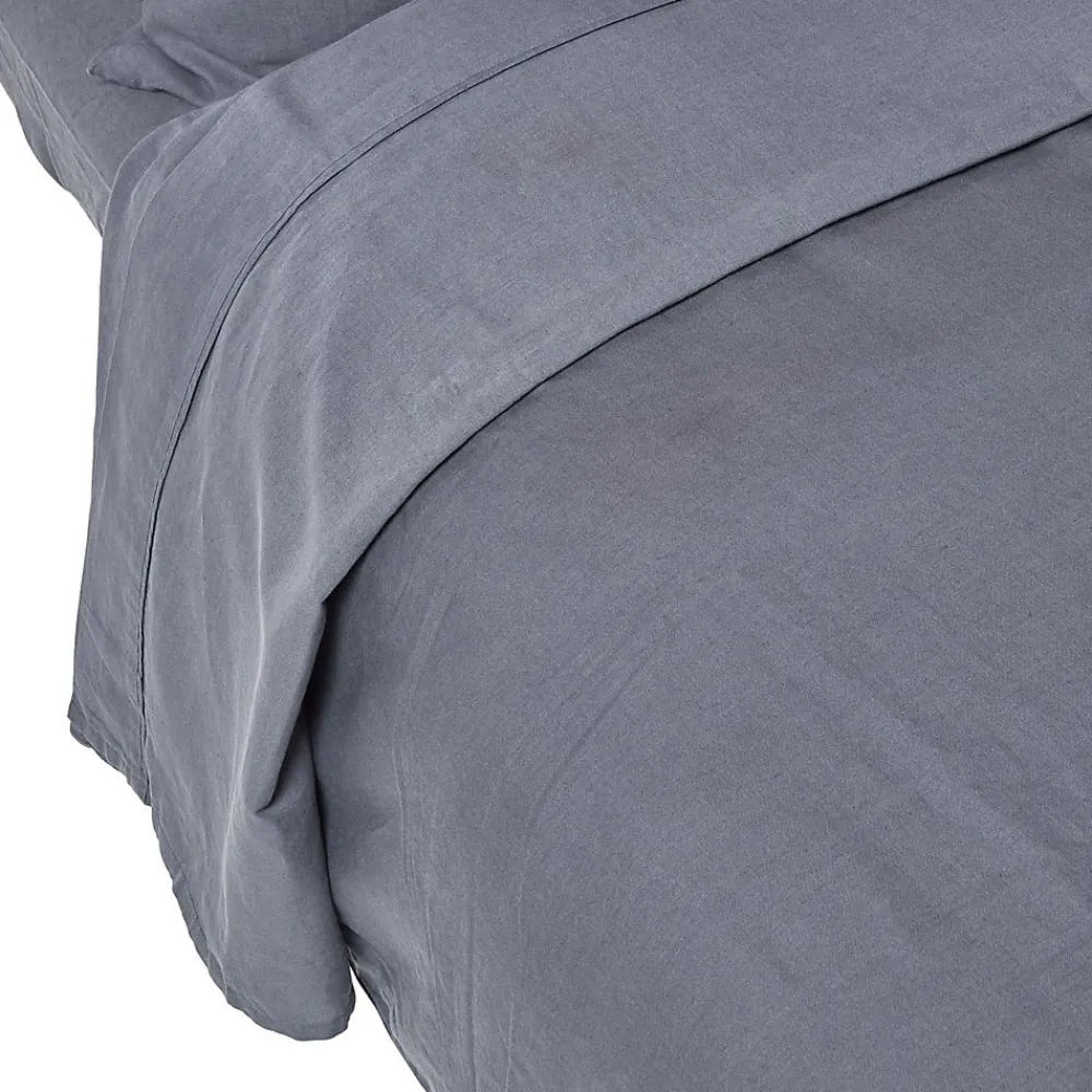 Drap plat en lin lavé gris, 240x300 cm ->Homescapes Clearance