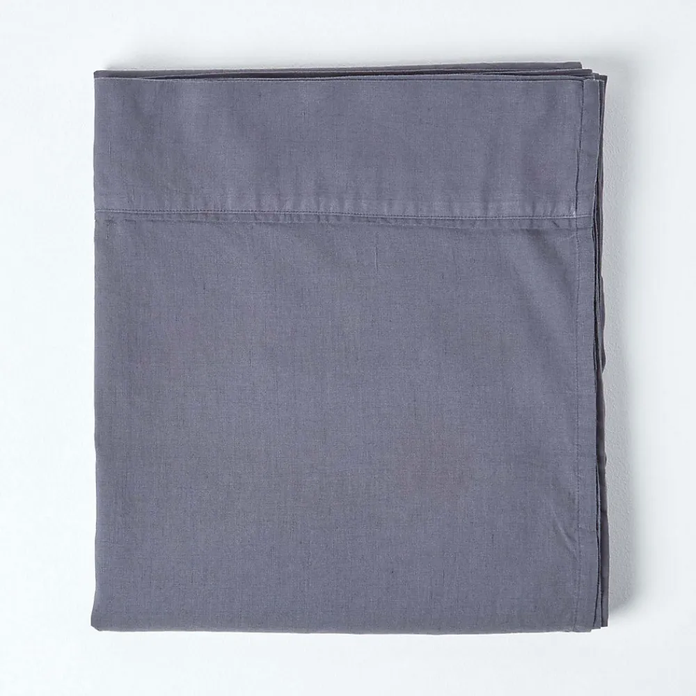 Drap plat en lin lavé gris, 240x300 cm ->Homescapes Clearance