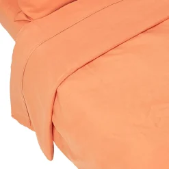 Drap plat en lin lavé orange, 180x290 cm ->Homescapes