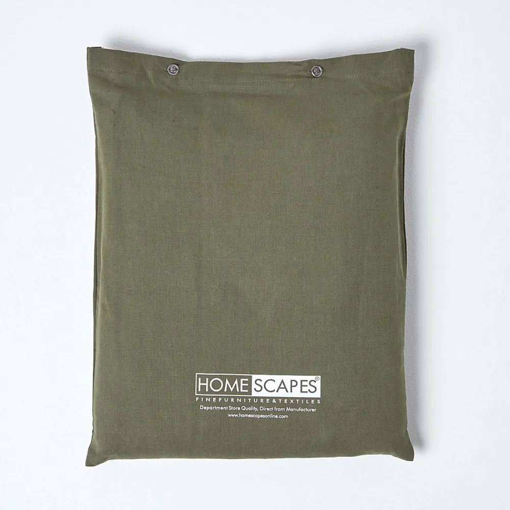Drap plat en lin lavé vert mousse, 230x255 cm ->Homescapes Hot