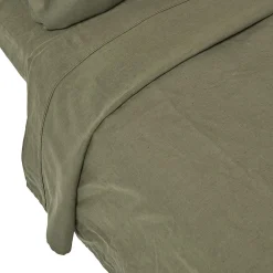 Drap plat en lin lavé vert mousse, 270x300 cm ->Homescapes Sale