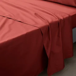 Drap plat en percale de coton Terracotta>Eden Sale