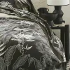 Drap plat en satin aux feuilles tropicales (280x325 cm - Gris anthracite)>Tradilinge Outlet