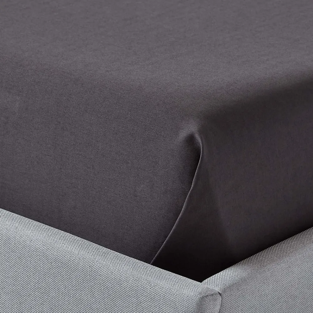 Homescapes Drap plat en satin de coton égyptien 1000 fils gris foncé, 230x255 cm -* Drap Plat