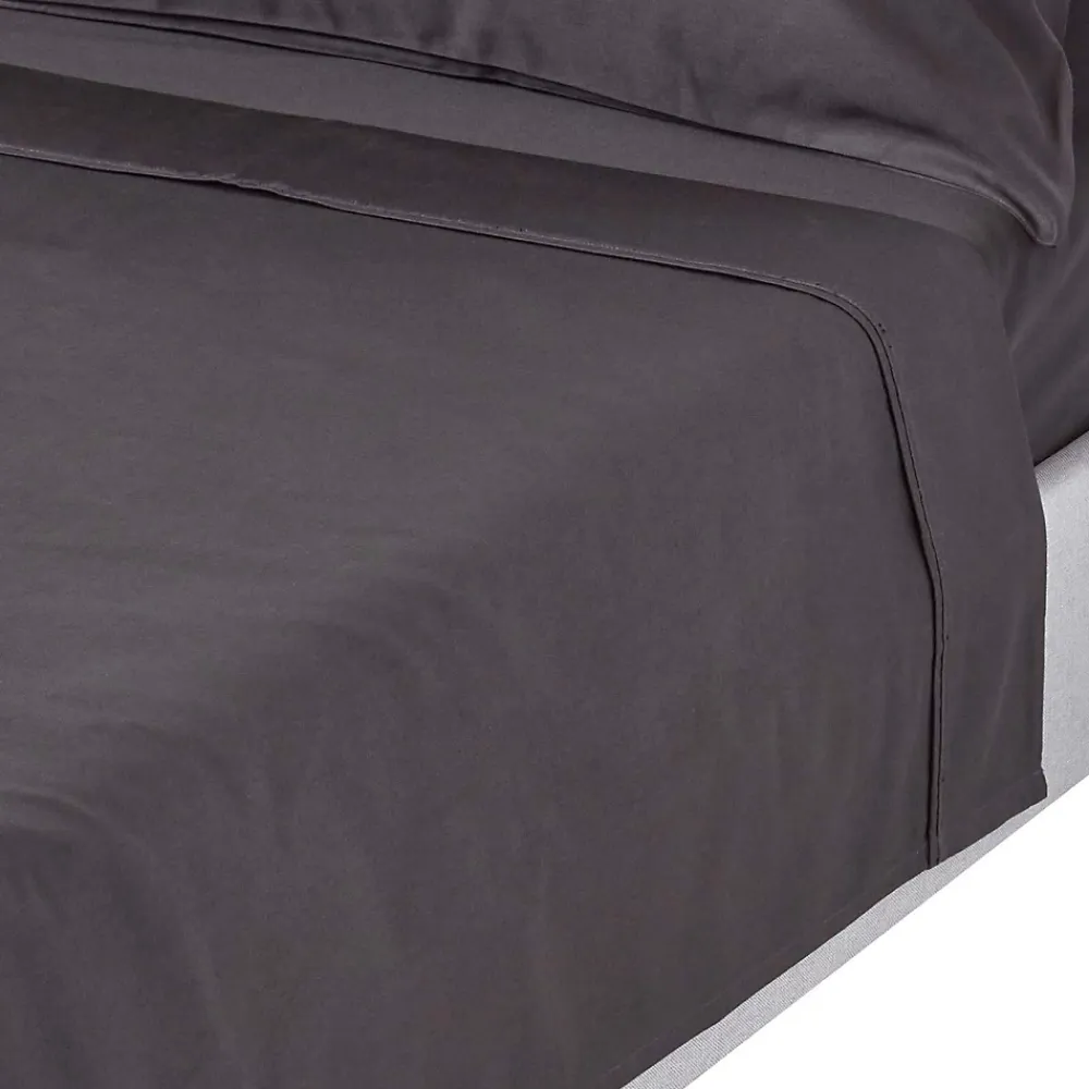 Homescapes Drap plat en satin de coton égyptien 1000 fils gris foncé, 230x255 cm -* Drap Plat