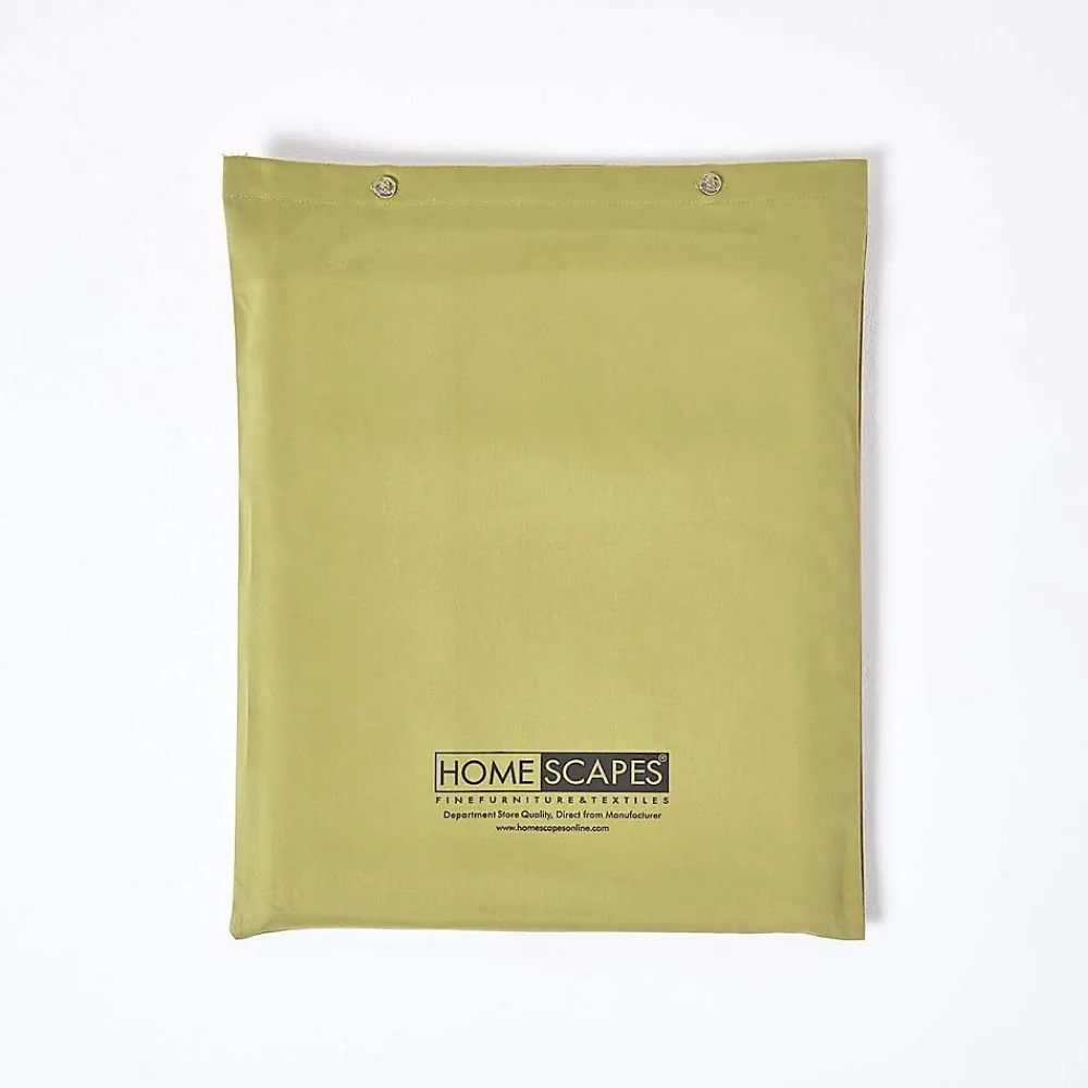 Drap plat en satin de coton égyptien 1000 fils vert olive, 270x300 cm ->Homescapes Best