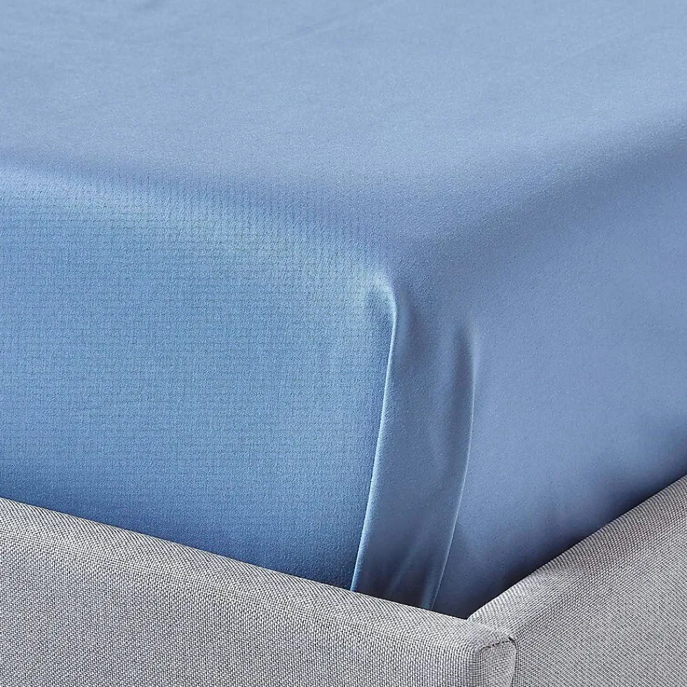 Homescapes Drap plat en satin de coton égyptien 1000 fils bleu, 180x290 cm -* Drap Plat