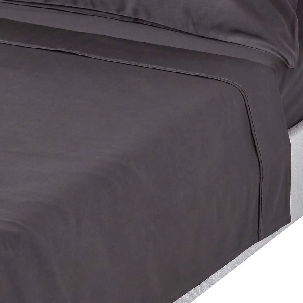 Drap plat en satin de coton égyptien 1000 fils gris foncé, 270x300 cm ->Homescapes Hot