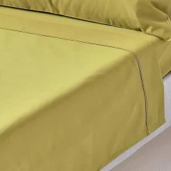 Homescapes Drap plat en satin de coton égyptien 1000 fils vert olive, 240x300 cm -* Drap Plat