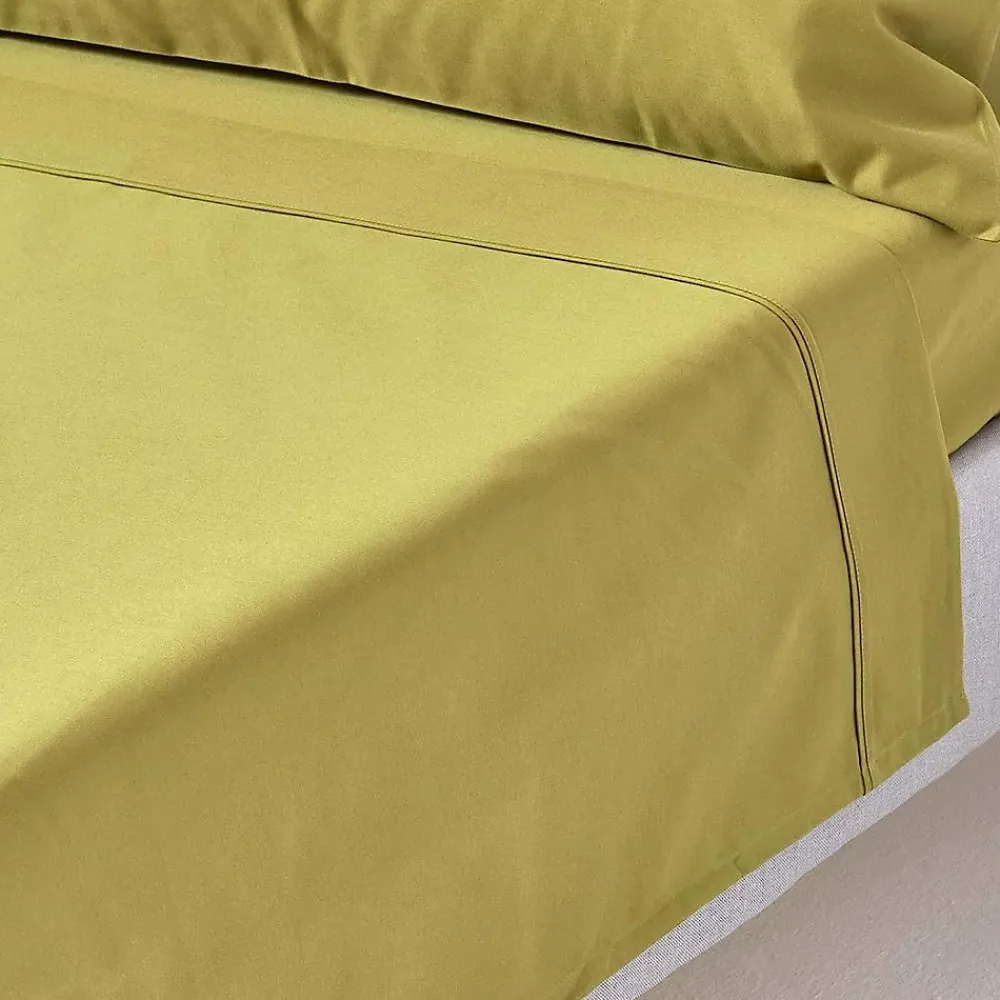 Homescapes Drap plat en satin de coton égyptien 1000 fils vert olive, 240x300 cm -* Drap Plat