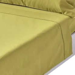 Homescapes Drap plat en satin de coton égyptien 1000 fils vert olive, 275x275 cm -* Drap Plat