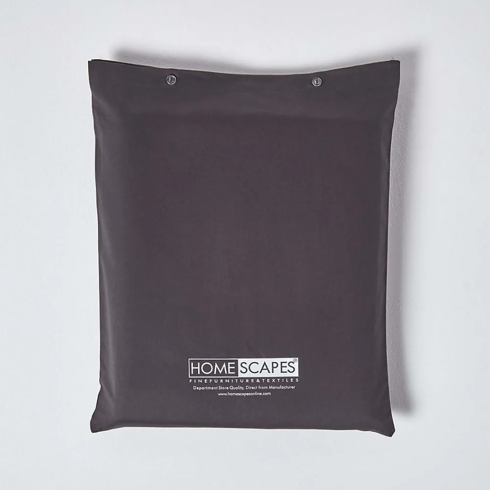Drap plat en satin de coton égyptien 1000 fils gris foncé, 180x290 cm ->Homescapes Sale