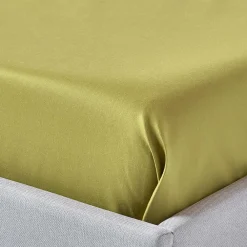 Drap plat en satin de coton égyptien 1000 fils vert olive, 230x255 cm -><noscript><img width=