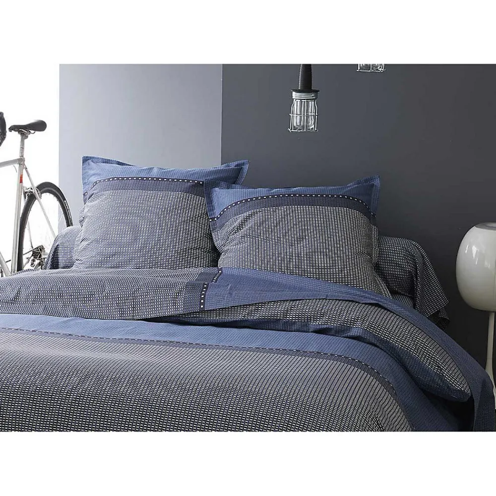 Drap Plat en Satin de Coton (180x290 cm - Bleu)>Tradilinge Best