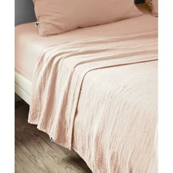 L'Effet Papillon Drap plat Gaïa 270x300 cm Rose gaze de coton* Drap Plat