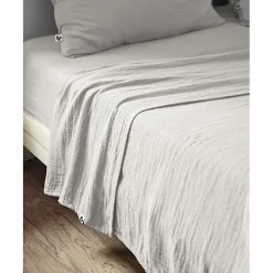 Drap plat "Gaïa" toutes dimensions "Gaze de Coton" - Gaïa Nuage - 240 x 300 cm pour lit 2 places>L'Effet Papillon