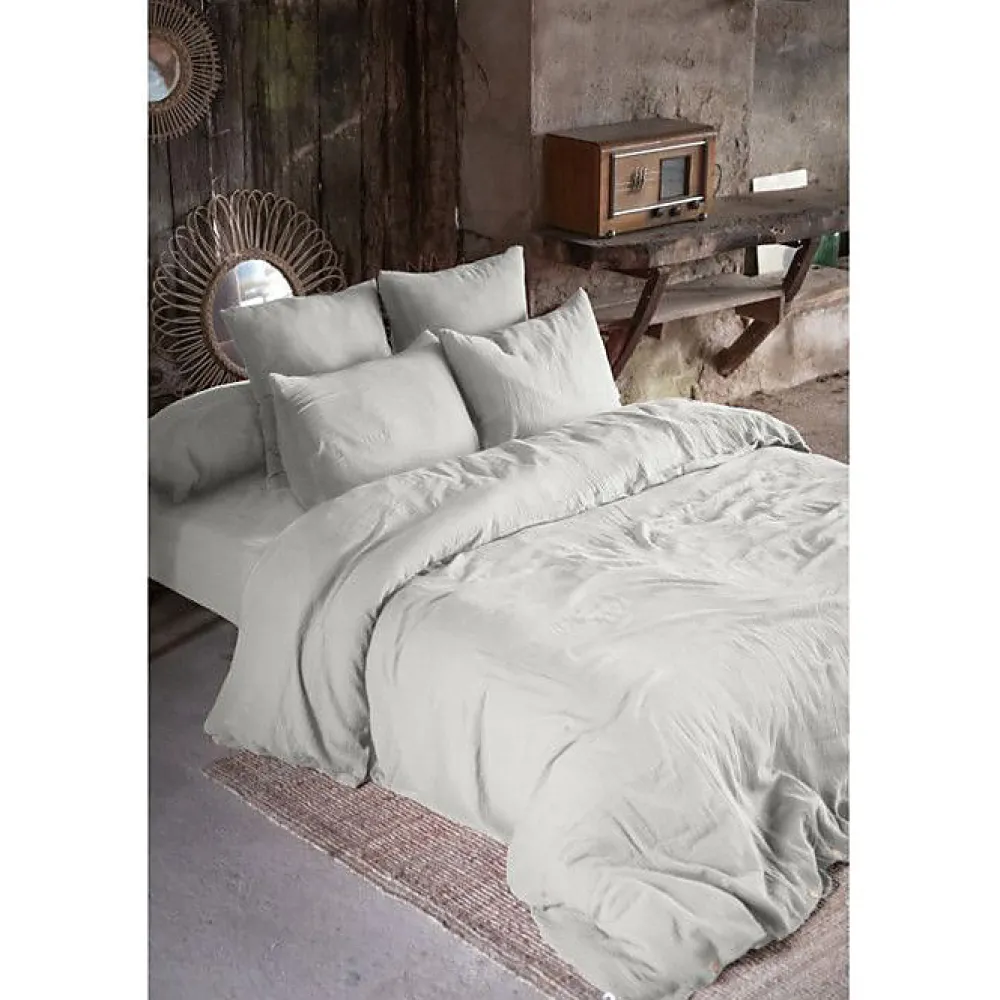 Drap plat "Gaïa" toutes dimensions "Gaze de Coton" - Gaïa Nuage - 270 x 300 cm pour lit King size>L'Effet Papillon