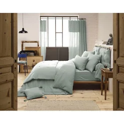 Drap plat "Gaïa" toutes dimensions "Gaze de Coton" - Gaïa Eucalyptus - 240 x 300 cm pour lit 2 places>L'Effet Papillon Clearance