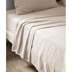 Drap plat "Gaïa" toutes dimensions "Gaze de Coton" - Gaïa Pampa - 270 x 300 cm pour lit King size>L'Effet Papillon Online