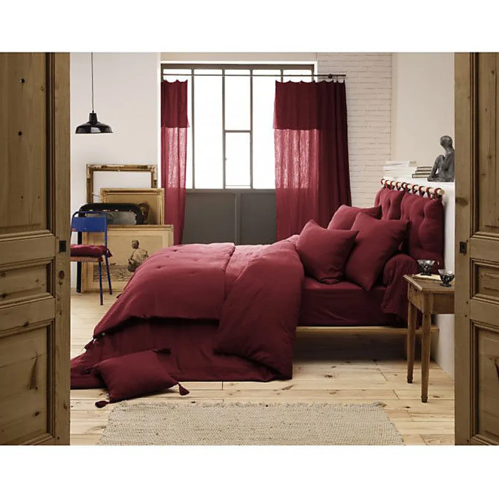 Drap plat "Gaïa" toutes dimensions "Gaze de Coton" - Gaïa Lie de Vin - 270 x 300 cm pour lit King size>L'Effet Papillon New