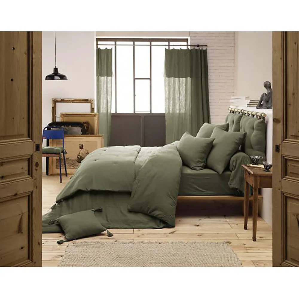 Drap plat "Gaïa" toutes dimensions "Gaze de Coton" - Gaïa Romarin - 270 x 300 cm pour lit King size>L'Effet Papillon Discount