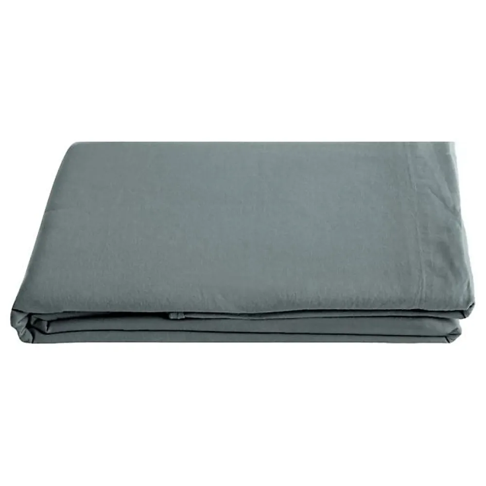 Vent Du Sud Drap plat Palace pur coton teint lavé, 63 fils/cm² - Palace Lichen - 270 x 290 cm pour lit King Size* Drap Plat